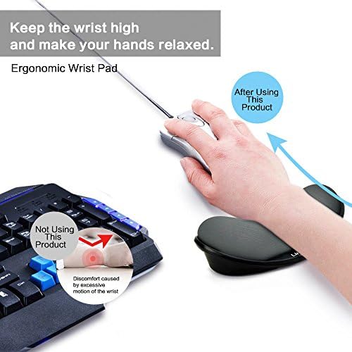 Memory Foam Mouse, Keyboard Wrist Rest Pad Anti-Skid Mousepad Support Mat for Office Computer Laptop Mac- Durable Comfortable Lightweight Easy Typing Pain Relief (Gray)