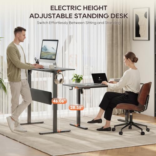 MALOL 56" x 24" Electric Standing Desk with Adjustable Footrest, Black