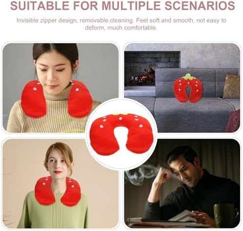 Strawberry Print U Shaped Travel Neck Pillow for Adults