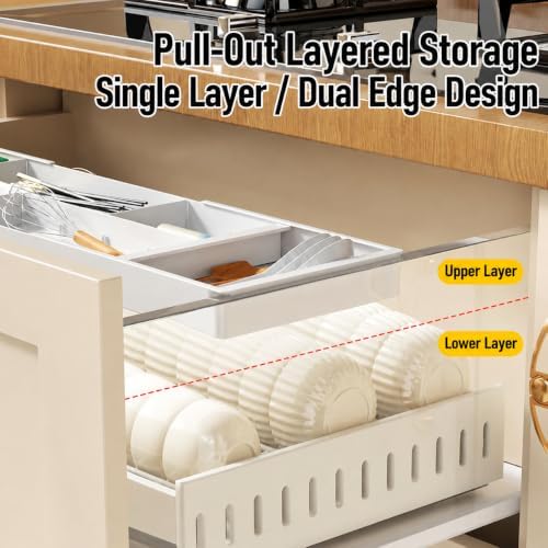 Large Expandable Drawer Organizer Tray, Adjustable Desk Drawer Organizer