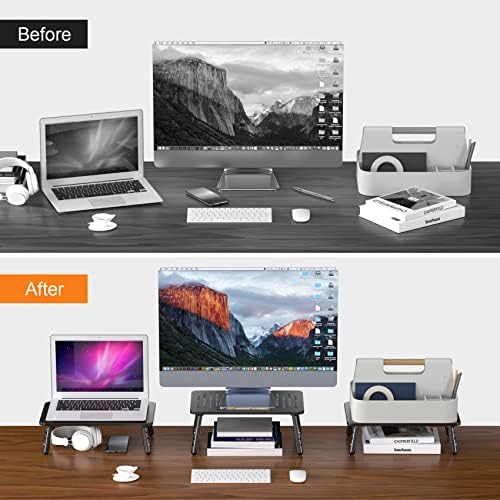 Bracwiser Foldable Monitor Riser Metal Computer Stand for Desk 3 Height Adjustable Laptop Stand with Pen Storage, MST013
