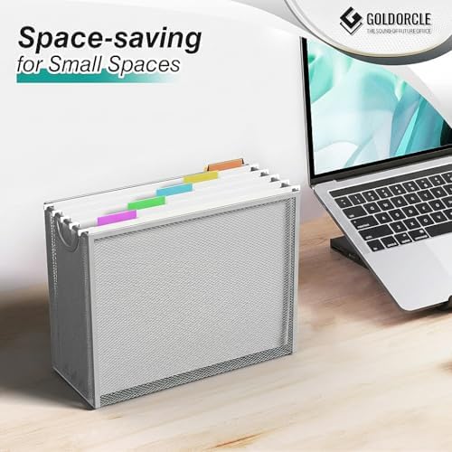 Letter-Size Hanging File Organizer (Silver, with 5 Grey Folders)