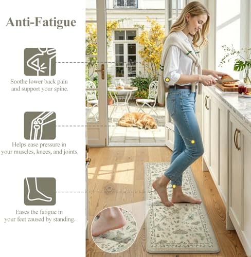 LEEVAN Anti Fatigue Kitchen Mats for Floor, Cushioned Kitchen Mat Set 2PCS