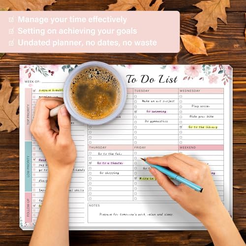 TREES Weekly To-Do List Notepad, 52-Week Desk Planner Organizer, 8.5" x 11"