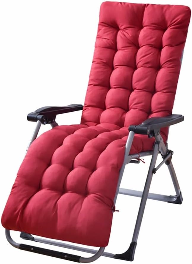 Patio Chaise Lounger Cushion， IndoorOutdoor Rocking Chair Sofa Cushion with 6 Ties， Thick Padded Swing Bench Cushion，61x18.9x3.1in (Wine Red)