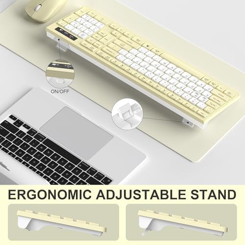 Wireless Keyboard and Mouse Combo Silent for Office and Home(Yellow-B)