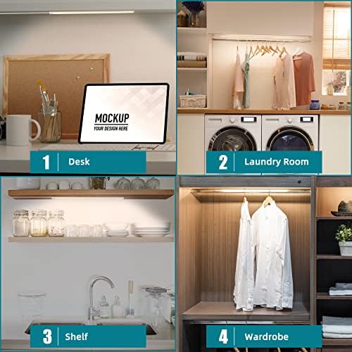 Plug-in Under Cabinet Lights Daylight White 4000K, Dimmable LED Under Cabinet Lighting, 6PCS x 12 Inch Under-Counter Light Fixtures with Memory Function, Under Counter LED Lights for Kitchen