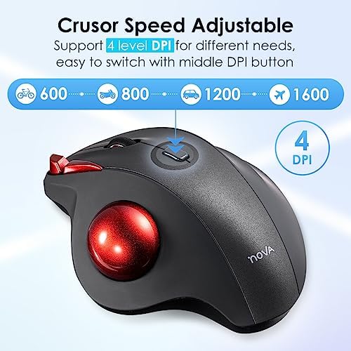 SANWA 2.4G Wireless Trackball Mouse, Silent Click, Programmable Roller Mice
