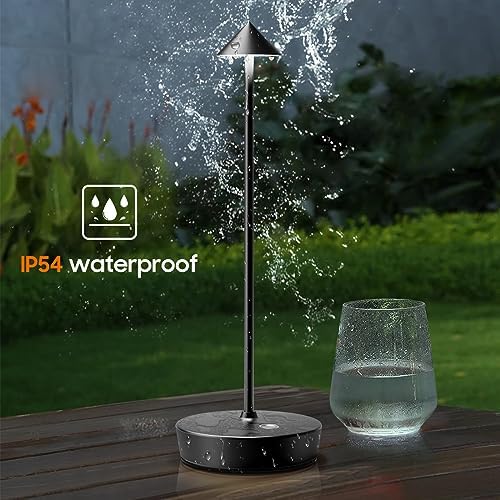 Set of 2 Cordless Rechargeable Led Table Lamp Battery Operated Light Black