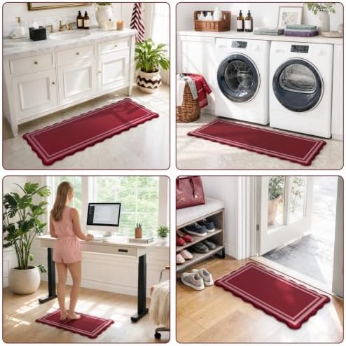 KIMODE Anti Fatigue Kitchen Mats, Christmas Decor Red Kitchen Runner Rugs