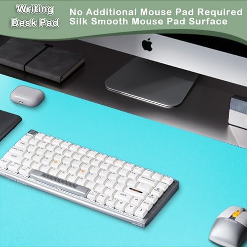 Boutilon Leather Desk Pad Protector,Non-Slip Mouse Pad,Laptop Desk Pad,Office Mouse Mat,Waterproof Leather Desk Blotter,Desk Writing Pad for Office and Home (S-Bright Blue,24"x 14")