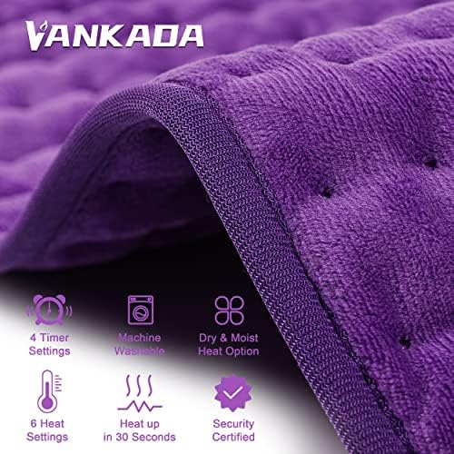 Heating Pad Electric Heat Pad, Hot Heated Pad,Multiple Temp and Timer Settings,Suitable for Shoulders, Neck, arms, Abdomen, Back, Legs, etc. (Purple, 24"X12")