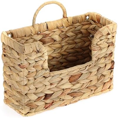 BTSKY Woven Magazine Holder, Hanging Water Hyacinth Mail Baskets for Wall
