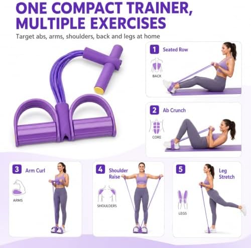 Pedal Resistance Band with Handles, 6 Tube Body Multi-Fitness Equipment
