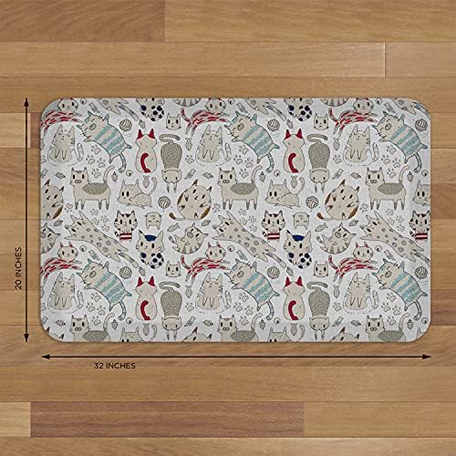 GelPro Designer Cushioned Anti-Fatigue Floor Mat, Padded Stain-Resistant, Waterproof, Non-Slip Comfort Padded Desk/Office Mat, 20 x 32, Happy Catz Persian Grey