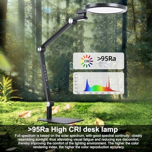 LED Desk Lamp, Full Spectrums Eye Care 1600lm Dimmable Small Table Lamp 4 Axis Rotation Foldable Task Light with Dual USB Charging Ports and 45Min Timer for Home Office (US Plug)