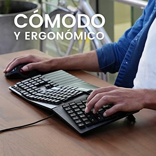 Perixx PERIBOARD-535BL ES Teclado dividido mecánico ergonómico con Cable - nterruptores Clicky Azules de Bajo perfil - Teclas programables - Compatible con Windows y Mac OS X - Tecla