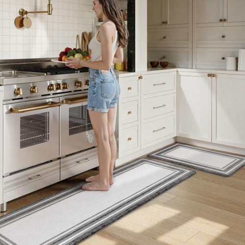 KIMODE Anti Fatigue Kitchen Mat Cushioned,Farmhouse Kitchen Rugs Sets of 2