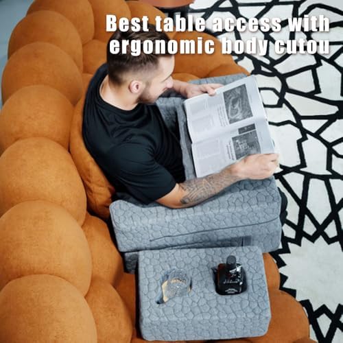 Bespilow Memory Foam Lap Desk Pillow for Adults - Extra Large Gaming Pillow for Lap, Laptop Couch Desk with Arm Rests & Independent Cup Holder, Ergonomic Bed Desk for Keyboard, Mouse & Working