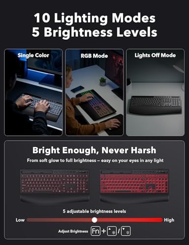 Trueque Wireless Keyboard and Mouse Combo, 4000mAh Battery, Wrist Rest