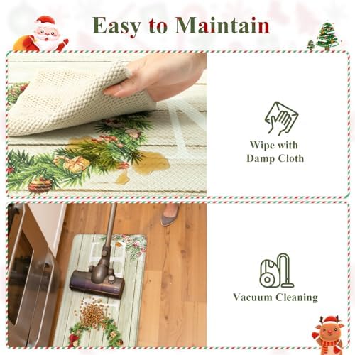 KIMODE Christmas Kitchen Mats for Floor Cushioned Anti Fatigue Rugs Decor