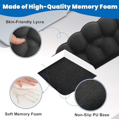 Arm Rest for Desk, Cloud L-Shaped Memory Foam Elbow Pads with Non-Slip Base, 2-Piece Ergonomic Desk Edge Cushion & Wrist Rest for Computer Keyboard, Office and Home Use