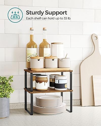 SONGMICS Cabinet Organizer Shelf, Set of 4 Spice Rack, Kitchen Storage