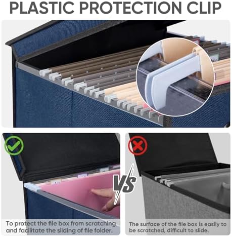 BALEINE File Organizer Box with Lid, Collapsible Hanging File Storage Box