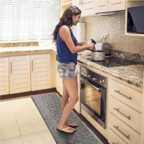 WISELIFE Kitchen Mat Cushioned Anti Fatigue Runner Rug, 17.3"x60", Grey