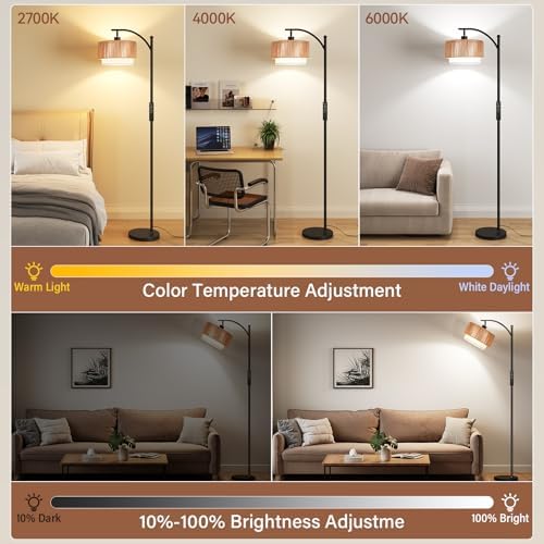 SUNMORY Arc Floor Lamps for Living Room with 12W Remote and Dimmable Bulb