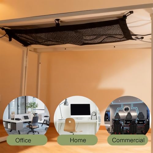 Under Desk Cable Management Net, Screw-in Cord Organizer, 24.5"x9.5"