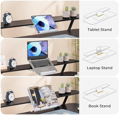 COMHOMA Electric Standing Desk with Drawers, 55 x 24 Inch Sit Stand up Desk with Monitor Stand, Laptop Stand, Height Adjustable Home Office Computer Desks with Memory Preset Controller (Black)