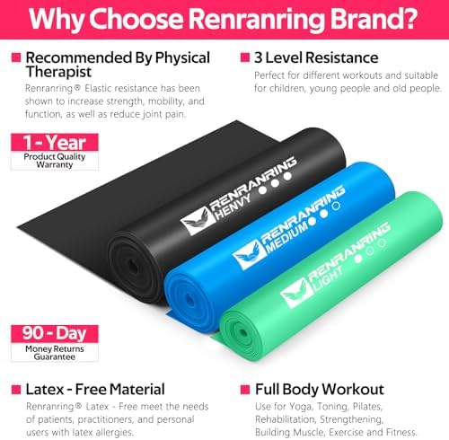 Resistance Bands Set, Exercise Bands for Physical Therapy, Pilates, Yoga