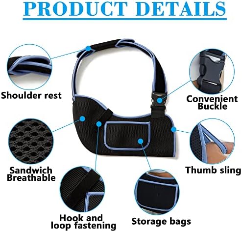 VISKONDA Arm Sling Shoulder Immobilizer-Rotator Cuff Support Brace-Comfortable Medical Sling for Shoulder Injury,Left and Right Arm,Men and Women,for Broken,Dislocated,Fracture,Strain(Black,Large)