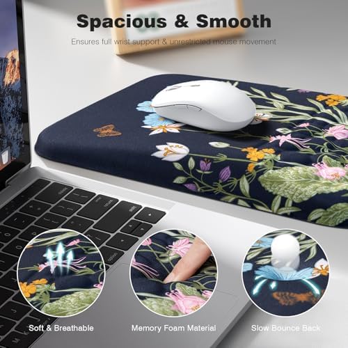 Ospelelf Mouse Pad with Wrist Rest Floral Ergonomic Comfortable Pain Relief Mousepad Wrist Support for Computer Office
