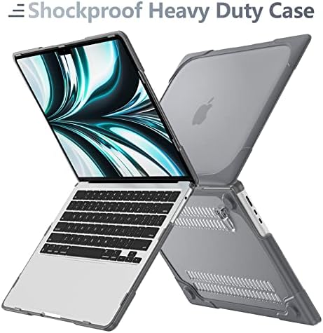 Batianda Foldable Stand Heavy Duty Case for MacBook Air 13.6 inch, Gray
