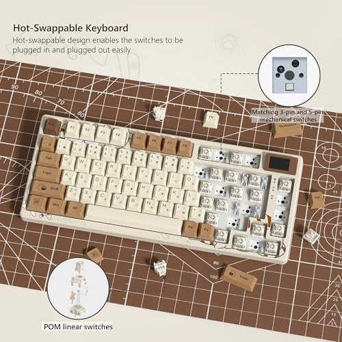Womier SK80 Retro 75% Keyboard with Color Multimedia Display Gaming Keyboard