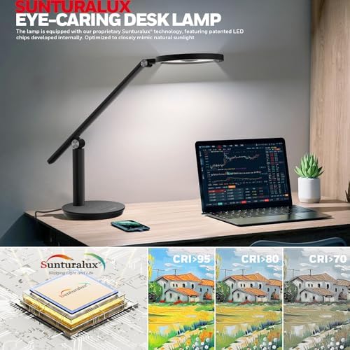 Honeywell H6 Desk Lamp for Home Office, Dimmable Reading Table Light, Black