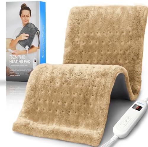 RENPHO Heating Pad for Back & Period Cramps, Heat Pad for Knee and Leg, Birthday Gifts for Women Men Husband, Auto Shut Off, ETL Certified, 12" x24‘’ Light Yellow
