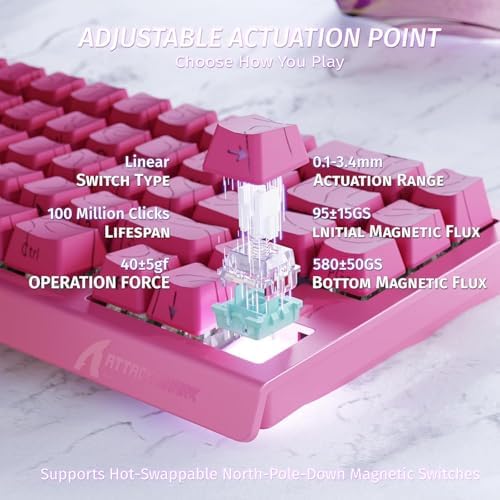 ATTACK SHARK X68HE RT Mechanical Gaming Keyboard 60% Wired TKL-Rose Contour