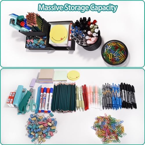 Freewindo Mesh Desk Organizer, Set of 3 Pen Holder Office Desk Accessories with Pencil Holder Sticky Note Holder, Pencil Cup and Paperclips Cup
