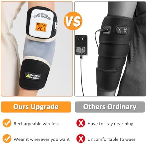 AOKESTE Cordless Elbow Heating Pad for Tendonitis and Tennis Elbow,Vibration Elbow Massage for Pain,Rechargeable 5000mAh Battery Heating Pad for Arm,Heated Elbow Brace for Joint Pain Relief(Low Noise)