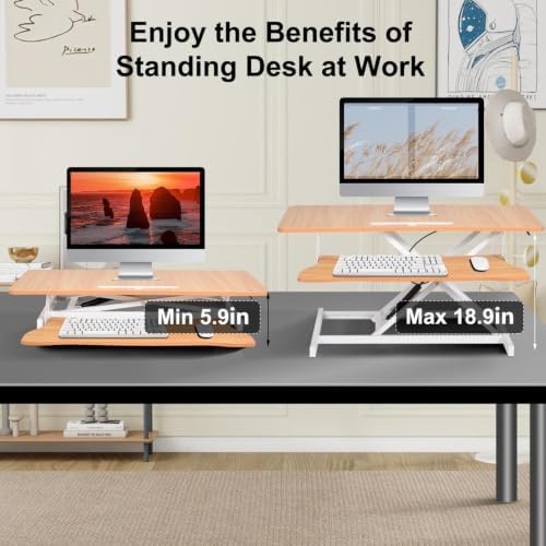 38-inch Standing Desk Converter, Height Adjustable 5.9-18.9in
