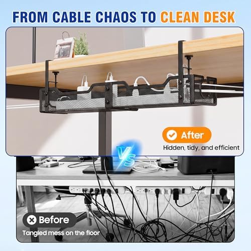 Cable Management Under Desk - 25.2" Open Slots No Dill Cable Tray