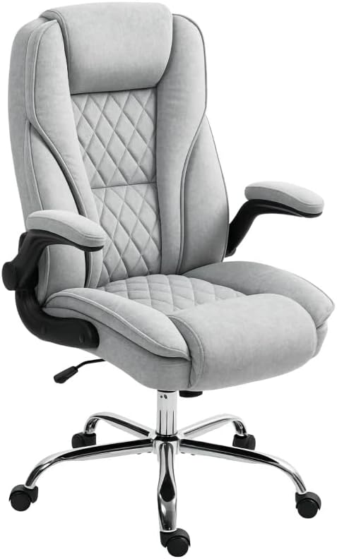 Velvet Home Office Desk Chair, High Back Executive Swivel Chair, Gray