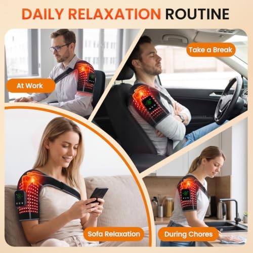 Cordless Red Light Therapy Shoulder Wrap with Vibration Massage, 100-LEDs