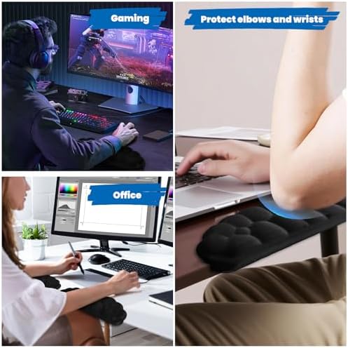Arm Rest for Desk, Cloud L-Shaped Memory Foam Elbow Pads with Non-Slip Base, 2-Piece Ergonomic Desk Edge Cushion & Wrist Rest for Computer Keyboard, Office and Home Use