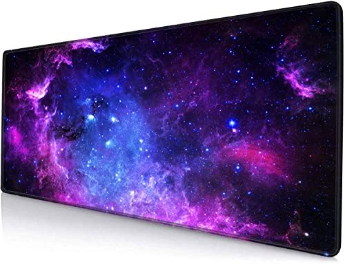 Gaming Mouse Pad, Large Mouse Pads for Desk, Non-Slip Rubber Base Mousepad, Keyboard Mouse Mat Desk Pad with Stitched Edges, 31.5x11.8 inch Galaxy