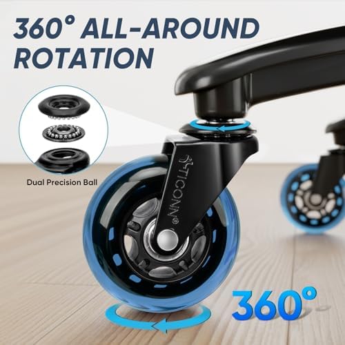 TICONN Office Chair Wheels, 3" Caster Wheels for Tile Carpets, Set of 5