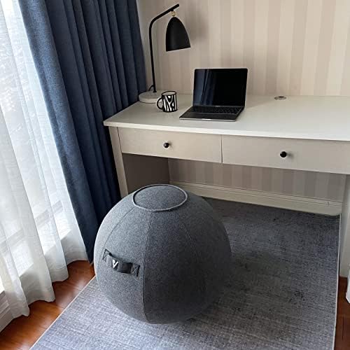 Sitting Ball Chair for Office and Home, Pilates Exercise Yoga Ball with Cover for Balance, Stability and Fitness, Ergonomic Posture Exercise Ball Seat with Handle and Pump